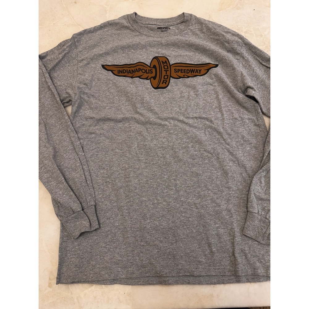 Icon Sports Indianapolis Motor Speedway Long Sleeve Shirt Gray Mens Medium